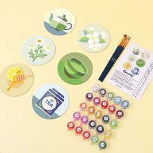 Cargar imagen en el visor de la galería, Pintar por números Posavasos 10cm (6 piezas) - Infusión de hierbas
