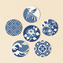 Cargar imagen en el visor de la galería, Pintar por números Posavasos 10cm (6 piezas) - Azul mediterráneo Figured'Art