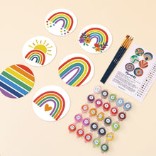 Cargar imagen en el visor de la galería, Pintar por números Posavasos 10cm (6 piezas) - Arcoíris colorido