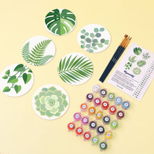 Cargar imagen en el visor de la galería, Pintar por números Posavasos 10cm (6 piezas) - Oasis verde