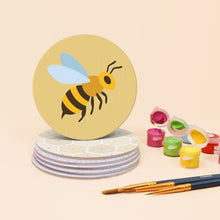 Cargar imagen en el visor de la galería, Pintar por números Posavasos 10cm (6 piezas) - Jardín de abejas