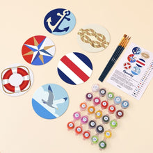 Cargar imagen en el visor de la galería, Pintar por números Posavasos 10cm (6 piezas) - Espíritu de navegación
