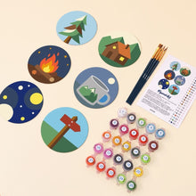 Cargar imagen en el visor de la galería, Pintar por números Posavasos 10cm (6 piezas) - Noches de camping