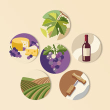 Cargar imagen en el visor de la galería, Pintar por números Posavasos 10cm (6 piezas) - Amante del vino Figured'Art