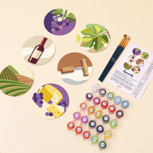 Cargar imagen en el visor de la galería, Pintar por números Posavasos 10cm (6 piezas) - Amante del vino
