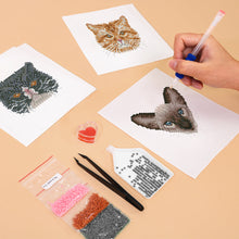 Cargar imagen en el visor de la galería, Mini Diamond Painting 15x20cm (4 piezas) - Amigos Felinos