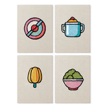 Cargar imagen en el visor de la galería, Punch Needle Kit (4 piezas) con marcos - Mini iconos de comida Figured'Art