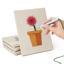 Cargar imagen en el visor de la galería, Punch Needle Kit (4 piezas) con marcos - Mini Macetas en Flor 1