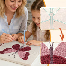 Cargar imagen en el visor de la galería, Punch Needle Kit con marco - Mariposa Rosa