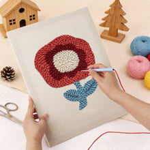 Cargar imagen en el visor de la galería, Punch Needle Kit con marco - Flor Carmesí