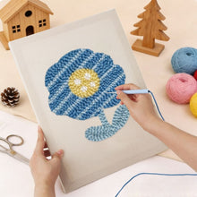 Cargar imagen en el visor de la galería, Punch Needle Kit con marco - Flor Azul