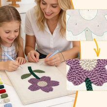 Cargar imagen en el visor de la galería, Punch Needle Kit con marco - Flor Primaveral Suave