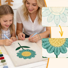 Cargar imagen en el visor de la galería, Punch Needle Kit con marco - Flor Cielo Azul