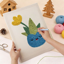 Cargar imagen en el visor de la galería, Punch Needle Kit con marco - Suculenta Feliz