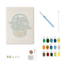 Cargar imagen en el visor de la galería, Punch Needle Kit con marco - Cesta de Flores