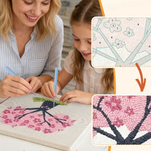 Cargar imagen en el visor de la galería, Punch Needle Kit con marco - Cerezo con Búhos