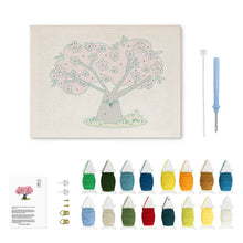 Cargar imagen en el visor de la galería, Punch Needle Kit con marco - Cerezo con Búhos