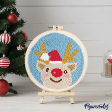 Cargar imagen en el visor de la galería, Punch Needle Renos de la nariz roja