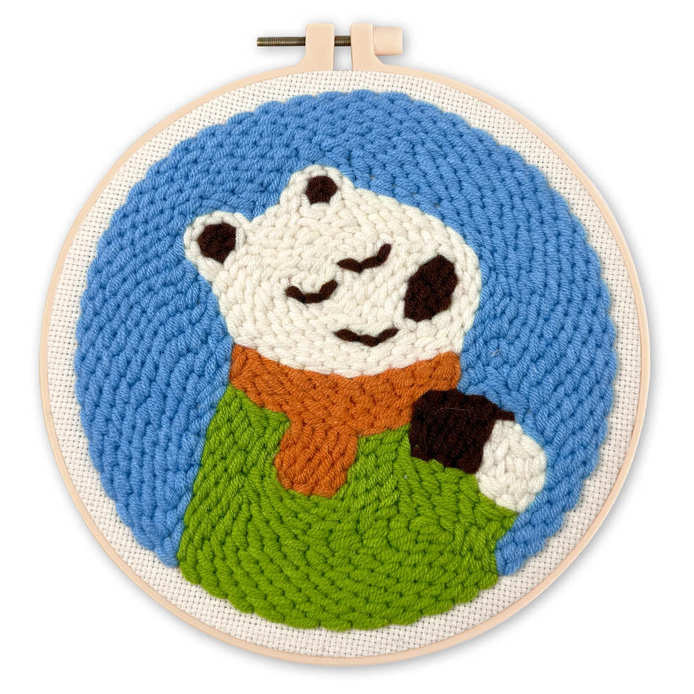 Punch Needle Oso polar con una bufanda