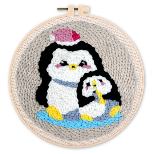 Punch Needle Mamá y bebé pingüino