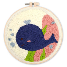 Cargar imagen en el visor de la galería, Punch Needle Ballena azul sonriente