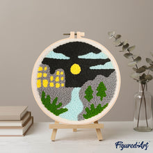 Cargar imagen en el visor de la galería, Punch Needle Río de noche