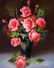 Cargar imagen en el visor de la galería, Punto De Cruz Diamante - Punto De Cruz Diamante - Florero De Rosas - Figuredart - Flores Punto De Cruz Diamante Flores