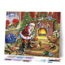 Cargar imagen en el visor de la galería, Punto De Cruz Diamante - Punto De Cruz Diamante - Santa Y El Perro - Figuredart - Mascotas Navidad Perros Punto De Cruz Diamante Animales