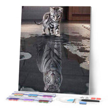 Cargar imagen en el visor de la galería, Punto De Cruz Diamante - Punto De Cruz Diamante - Reflectante Tigre Y León - Figuredart - Leones Mascotas Punto De Cruz Diamante Animales