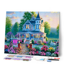 Cargar imagen en el visor de la galería, Diamond Painting - Casa grande y jardín de flores