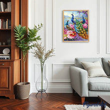 Cargar imagen en el visor de la galería, Diamond Painting - Pavos reales y flores en el lago