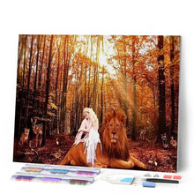 Cargar imagen en el visor de la galería, Punto De Cruz Diamante - Punto De Cruz Diamante - La Dama Y El León - Figuredart - Leones Mascotas Punto De Cruz Diamante Animales