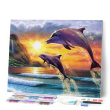 Cargar imagen en el visor de la galería, Punto De Cruz Diamante - Punto De Cruz Diamante - Los Delfines Al Amanecer - Figuredart - Delfines Mascotas Punto De Cruz Diamante Animales