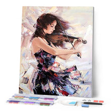 Cargar imagen en el visor de la galería, Punto de Cruz Diamante - Violinista en vestido morado