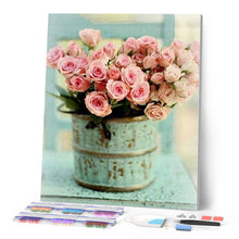 Cargar imagen en el visor de la galería, Punto De Cruz Diamante - Punto De Cruz Diamante - Ramo Del Rosa En Un Cubo - Figuredart - Flores Punto De Cruz Diamante Flores