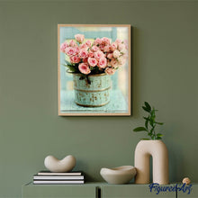 Cargar imagen en el visor de la galería, Punto De Cruz Diamante - Punto De Cruz Diamante - Ramo Del Rosa En Un Cubo - Figuredart - Flores Punto De Cruz Diamante Flores