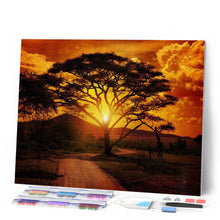 Cargar imagen en el visor de la galería, Diamond Painting - Gran árbol y amanecer