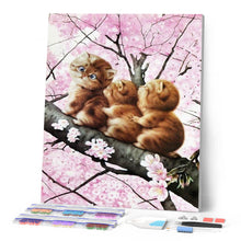 Cargar imagen en el visor de la galería, Punto De Cruz Diamante - Punto De Cruz Diamante - Tres Gatitos En Una Rama - Figuredart - Gatos Mascotas Punto De Cruz Diamante Animales