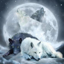 Cargar imagen en el visor de la galería, Punto De Cruz Diamante - Punto De Cruz Diamante - Lobos Aullando A La Luna - Figuredart - Conejos Lobos Mascotas Punto De Cruz Diamante