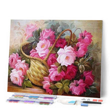 Cargar imagen en el visor de la galería, Punto De Cruz Diamante - Punto De Cruz Diamante - Rosas En Una Cesta - Figuredart - Flores Punto De Cruz Diamante Flores