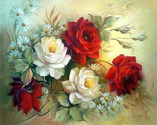 Cargar imagen en el visor de la galería, Punto De Cruz Diamante - Punto De Cruz Diamante - Flor Roja Y Blanca Disposición - Figuredart - Flores Punto De Cruz Diamante Flores
