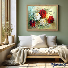 Cargar imagen en el visor de la galería, Punto De Cruz Diamante - Punto De Cruz Diamante - Flor Roja Y Blanca Disposición - Figuredart - Flores Punto De Cruz Diamante Flores