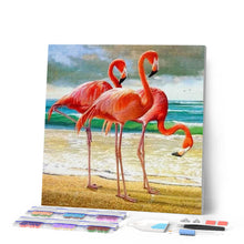 Cargar imagen en el visor de la galería, Punto De Cruz Diamante - Punto De Cruz Diamante - Tres Flamencos - Figuredart - Flamencos Mascotas Punto De Cruz Diamante Animales