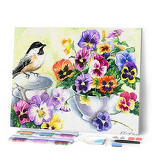 Cargar imagen en el visor de la galería, Diamond Painting - Flores y pájaro