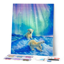 Cargar imagen en el visor de la galería, Punto De Cruz Diamante - Punto De Cruz Diamante - Osos Y La Aurora Boreal - Figuredart - Mascotas Oso Punto De Cruz Diamante Animales