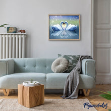Cargar imagen en el visor de la galería, Punto De Cruz Diamante - Punto De Cruz Diamante - Cisnes Y El Corazón - Figuredart - Cisnes Mascotas Punto De Cruz Diamante Animales Punto