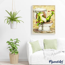 Cargar imagen en el visor de la galería, Punto de Cruz Diamante - Diamond Painting - La rana de inodoros 40x50cm con bastidor montado