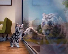 Cargar imagen en el visor de la galería, Punto De Cruz Diamante - Punto De Cruz Diamante - Gatito Reflexión Tigre - Figuredart - Gatos Mascotas Punto De Cruz Diamante Animales