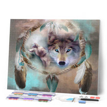 Cargar imagen en el visor de la galería, Punto De Cruz Diamante - Punto De Cruz Diamante - Los Lobos Y Las Plumas - Figuredart - Conejos Lobos Mascotas Punto De Cruz Diamante