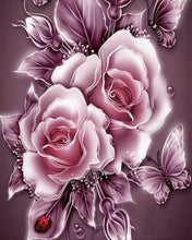 Cargar imagen en el visor de la galería, Diamond Painting - Flores de plata y mariposas
